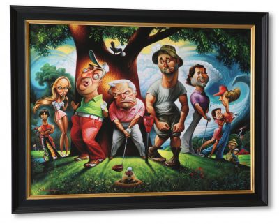 Caricature of golfers